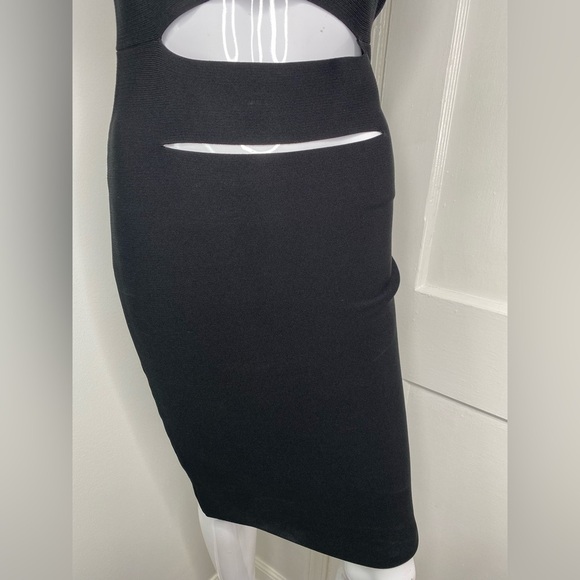 ALEXANDER WANG Bandage Ponte Bodycon Belted D Ring  Black Cut-Out Dress - Picture 14 of 14